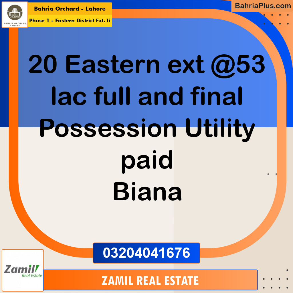5 Marla Residential Plot for Sale in Phase 1 - Eastern District Ext. II -  Bahria Orchard, Lahore - (BP-245200)