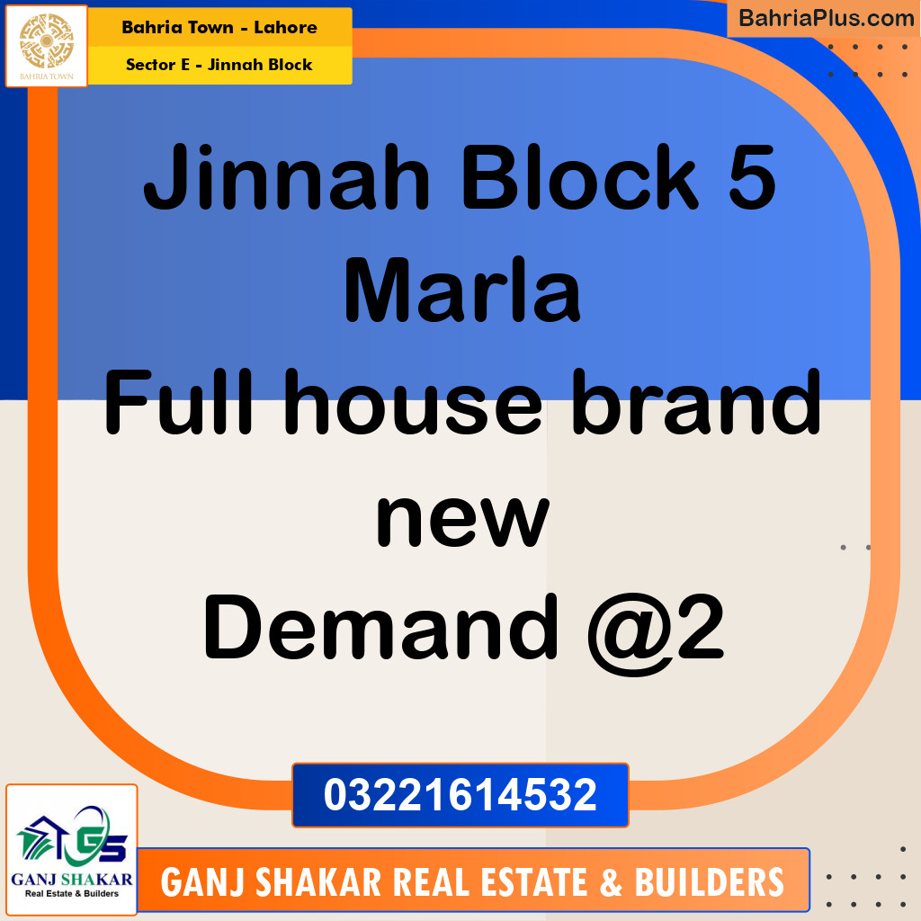 5 Marla Residential House for Sale in Sector E - Jinnah Block -  Bahria Town, Lahore - (BP-245214)