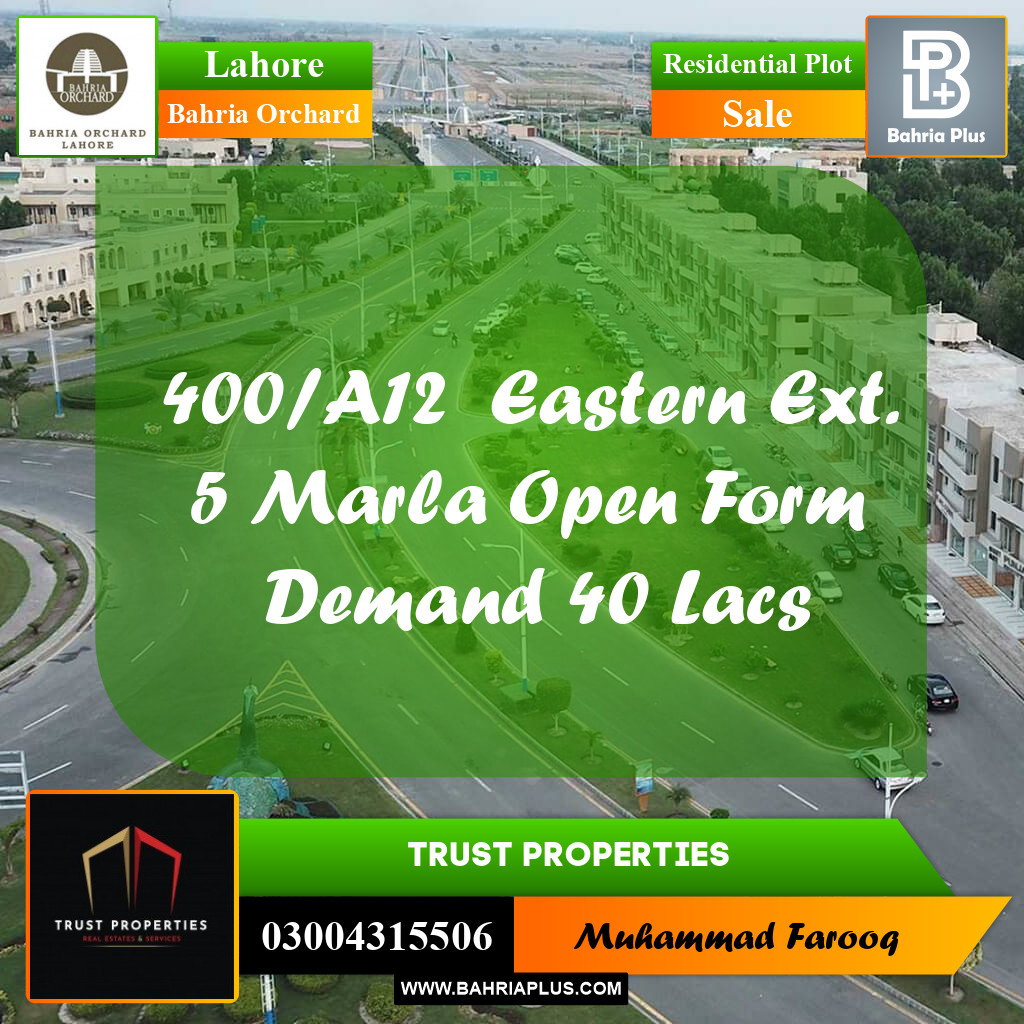 5 Marla Residential Plot for Sale in Bahria Orchard, Lahore - (BP-245218)