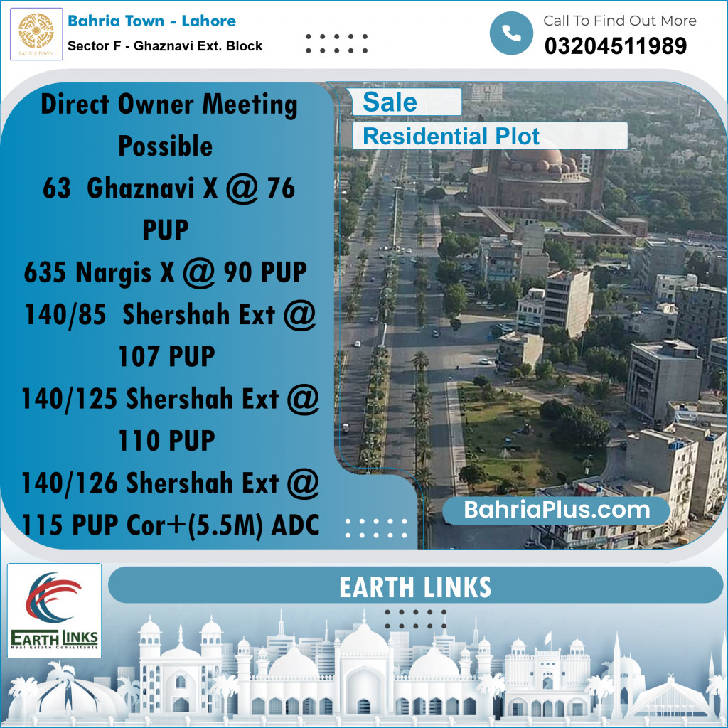 5 Marla Residential Plot for Sale in Sector F - Ghaznavi Ext. Block -  Bahria Town, Lahore - (BP-245252)