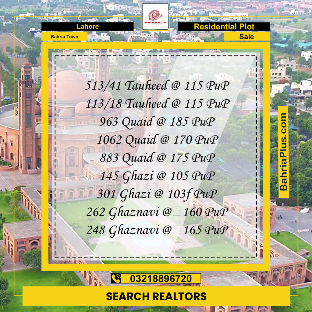 10 Marla Residential Plot for Sale in Bahria Town, Lahore - (BP-245282)