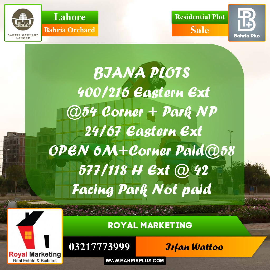 Residential Plot for Sale in Bahria Orchard, Lahore - (BP-245305)