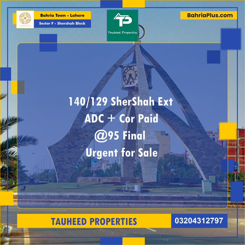 5 Marla Residential Plot for Sale in Sector F - Shershah Block -  Bahria Town, Lahore - (BP-245319)