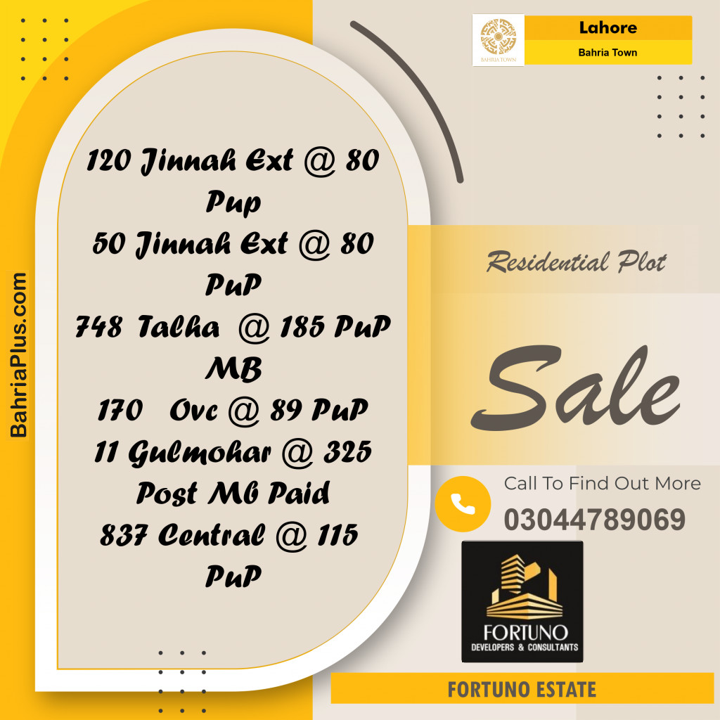 5 Marla Residential Plot for Sale in Bahria Town, Lahore - (BP-245332)