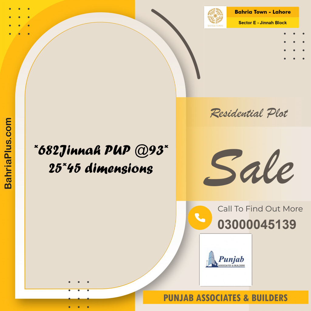 5 Marla Residential Plot for Sale in Sector E - Jinnah Block -  Bahria Town, Lahore - (BP-245391)