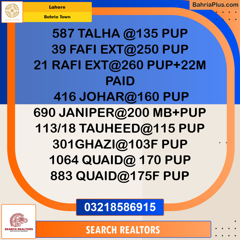 Residential Plot for Sale in Bahria Town, Lahore - (BP-245408)