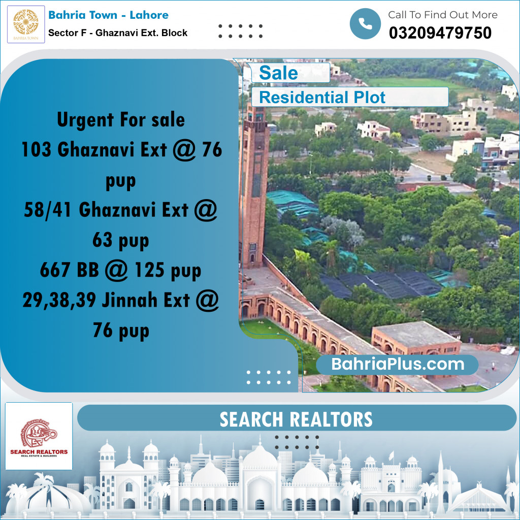 5 Marla Residential Plot for Sale in Sector F - Ghaznavi Ext. Block -  Bahria Town, Lahore - (BP-245425)