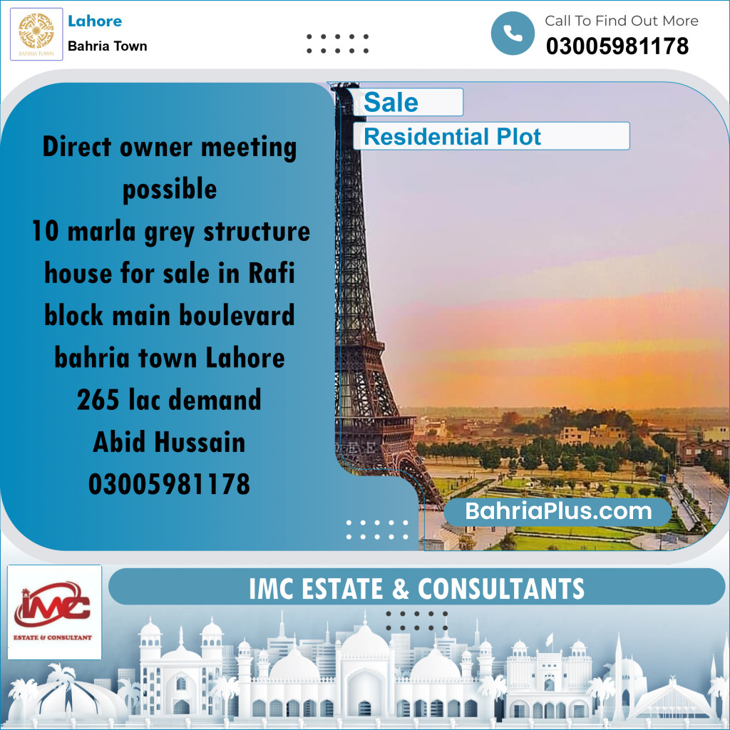 Residential Plot for Sale in Bahria Town, Lahore - (BP-245428)