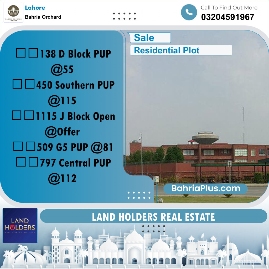 Residential Plot for Sale in Bahria Orchard, Lahore - (BP-245479)