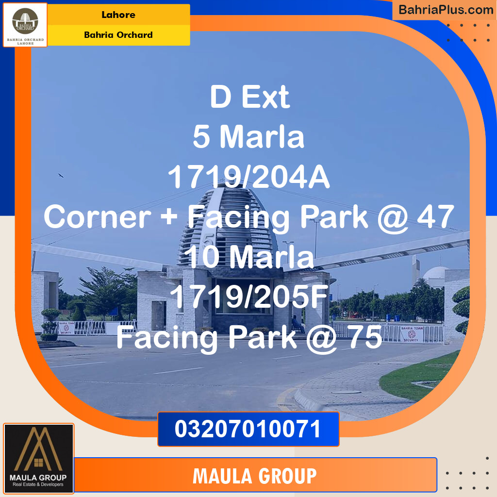 Residential Plot for Sale in Bahria Orchard, Lahore - (BP-245522)