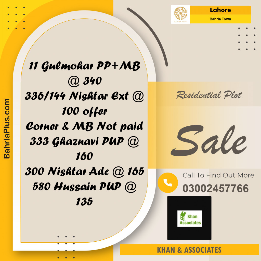 Residential Plot for Sale in Bahria Town, Lahore - (BP-245529)