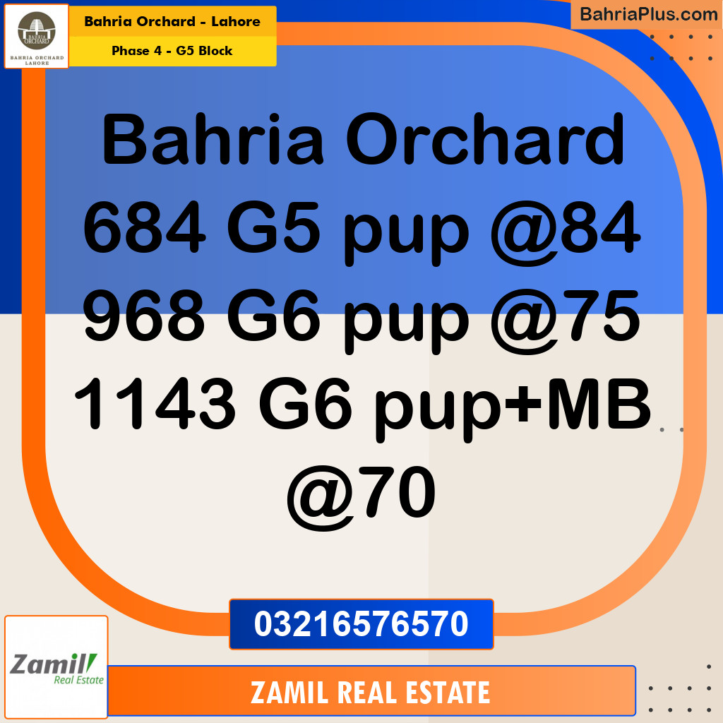 10 Marla Residential Plot for Sale in Phase 4 - G5 Block -  Bahria Orchard, Lahore - (BP-245544)