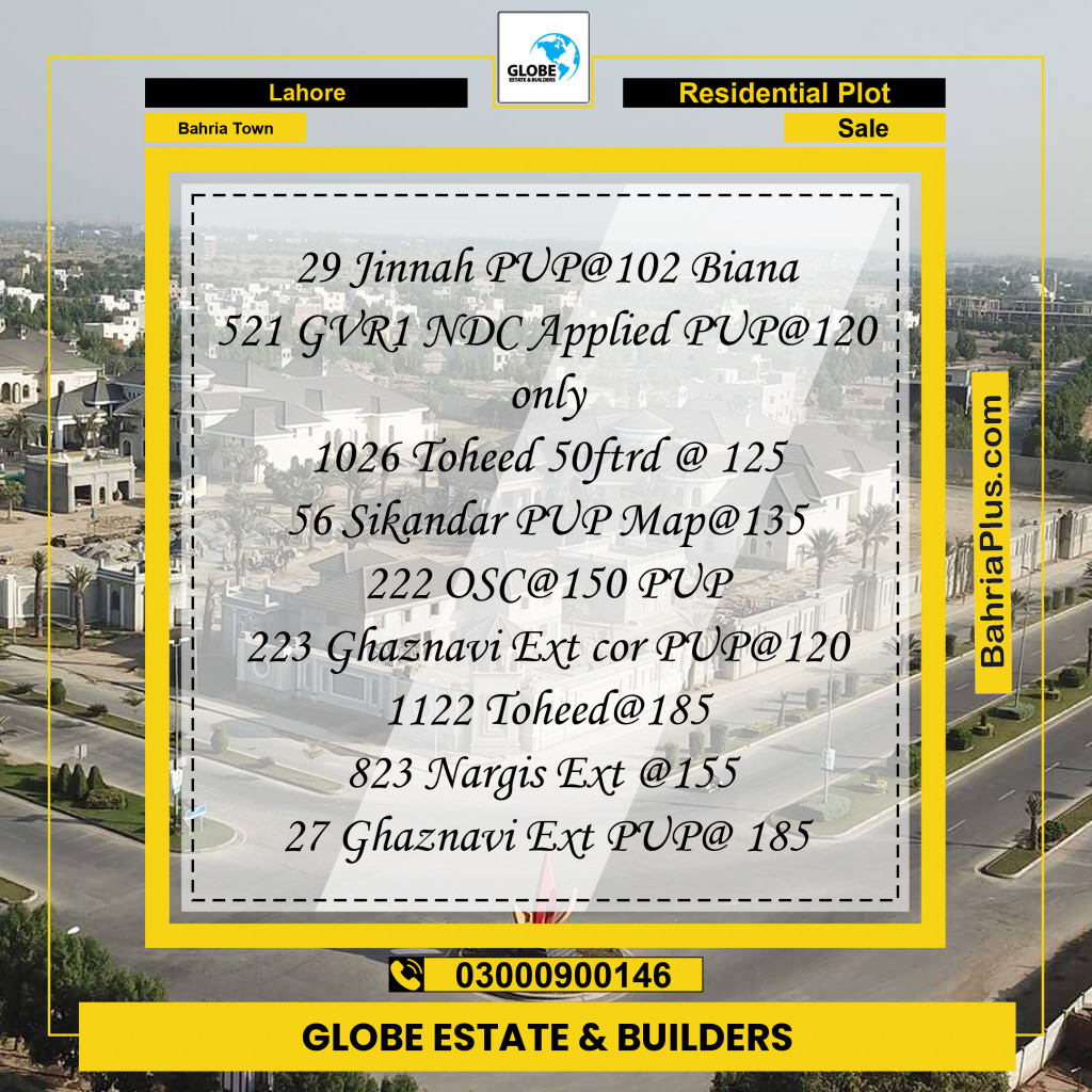 Residential Plot for Sale in Bahria Town, Lahore - (BP-245565)