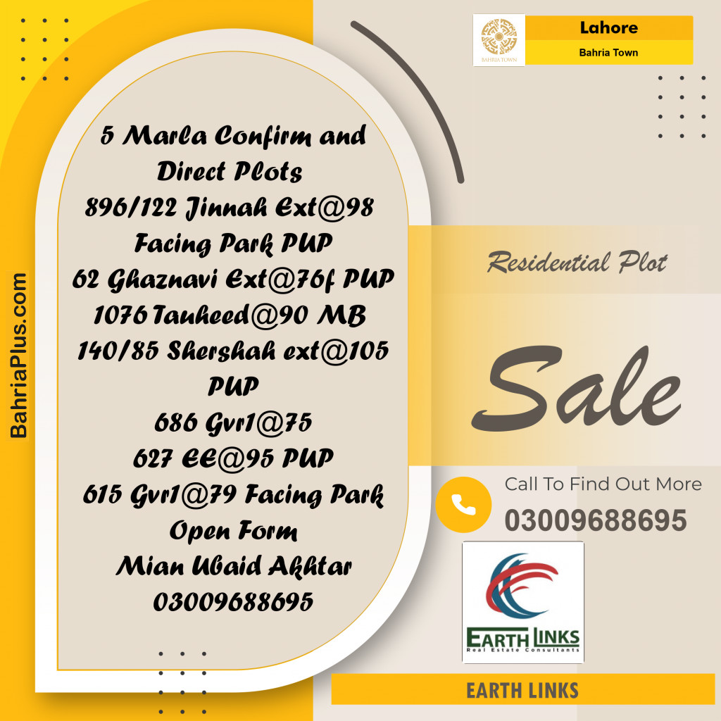 Residential Plot for Sale in Bahria Town, Lahore - (BP-245568)