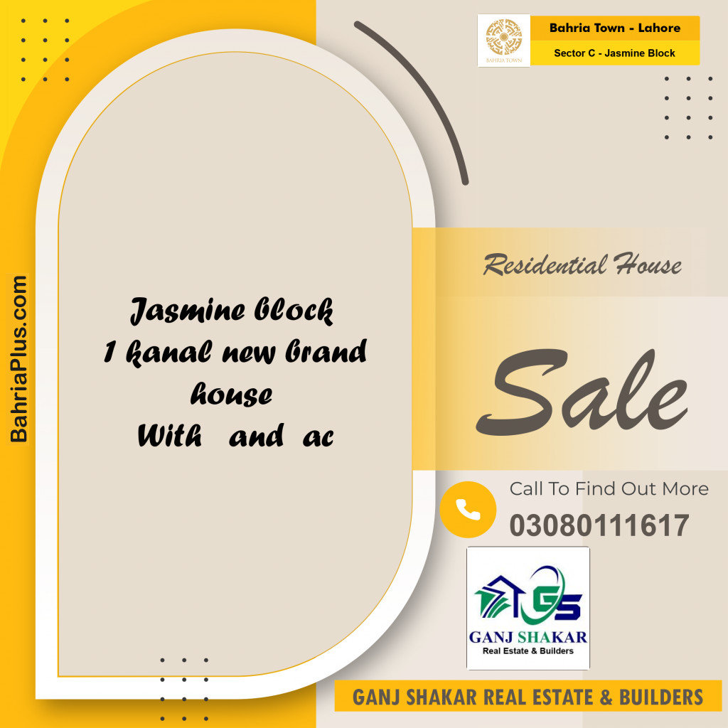 1 Kanal Residential House for Sale in Sector C - Jasmine Block - Bahria Town, Lahore - (BP-245607)