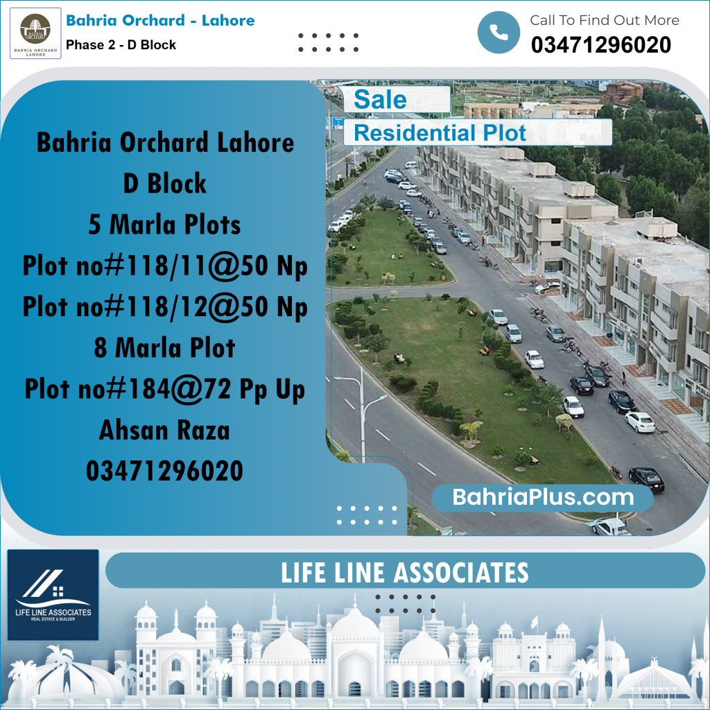 5 Marla Residential Plot for Sale in Phase 2 - D Block -  Bahria Orchard, Lahore - (BP-245608)