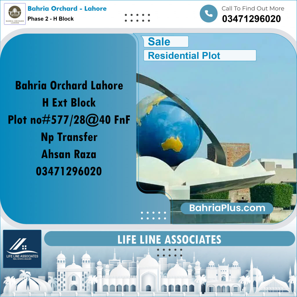 5 Marla Residential Plot for Sale in Phase 2 - H Block -  Bahria Orchard, Lahore - (BP-245610)