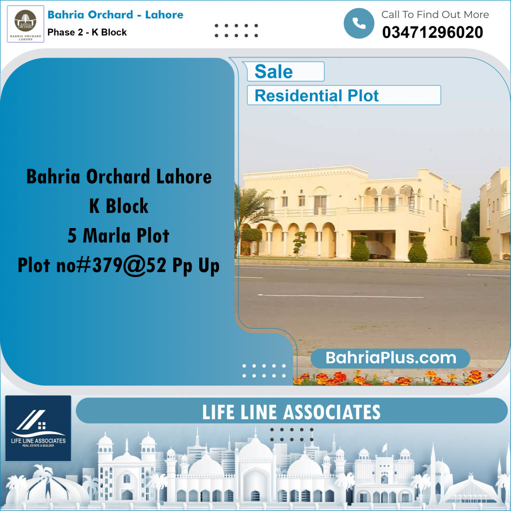 5 Marla Residential Plot for Sale in Phase 2 - K Block -  Bahria Orchard, Lahore - (BP-245618)