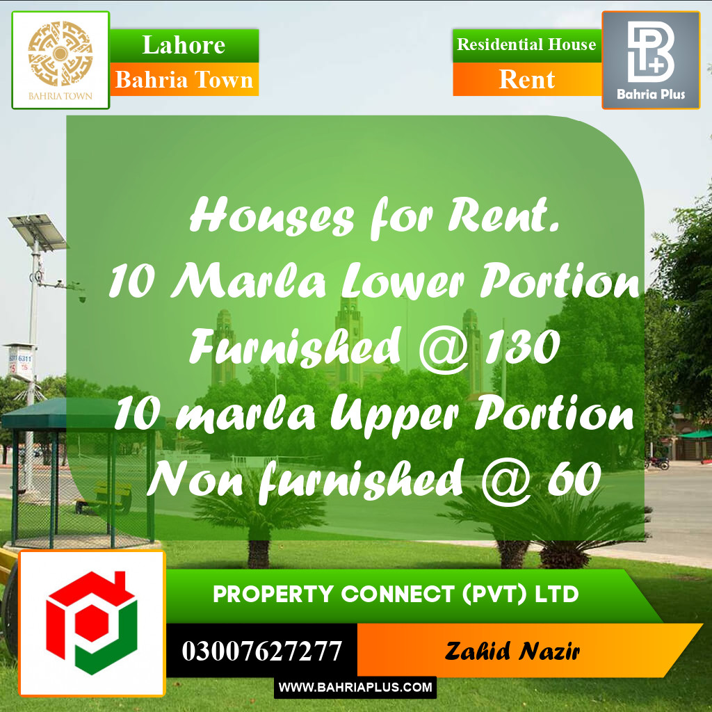 Residential House for Rent in Bahria Town, Lahore - (BP-245646)