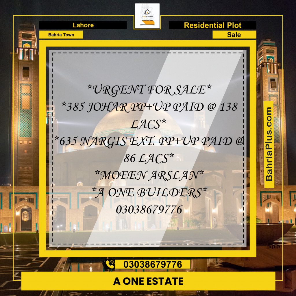 Residential Plot for Sale in Bahria Town, Lahore - (BP-245669)