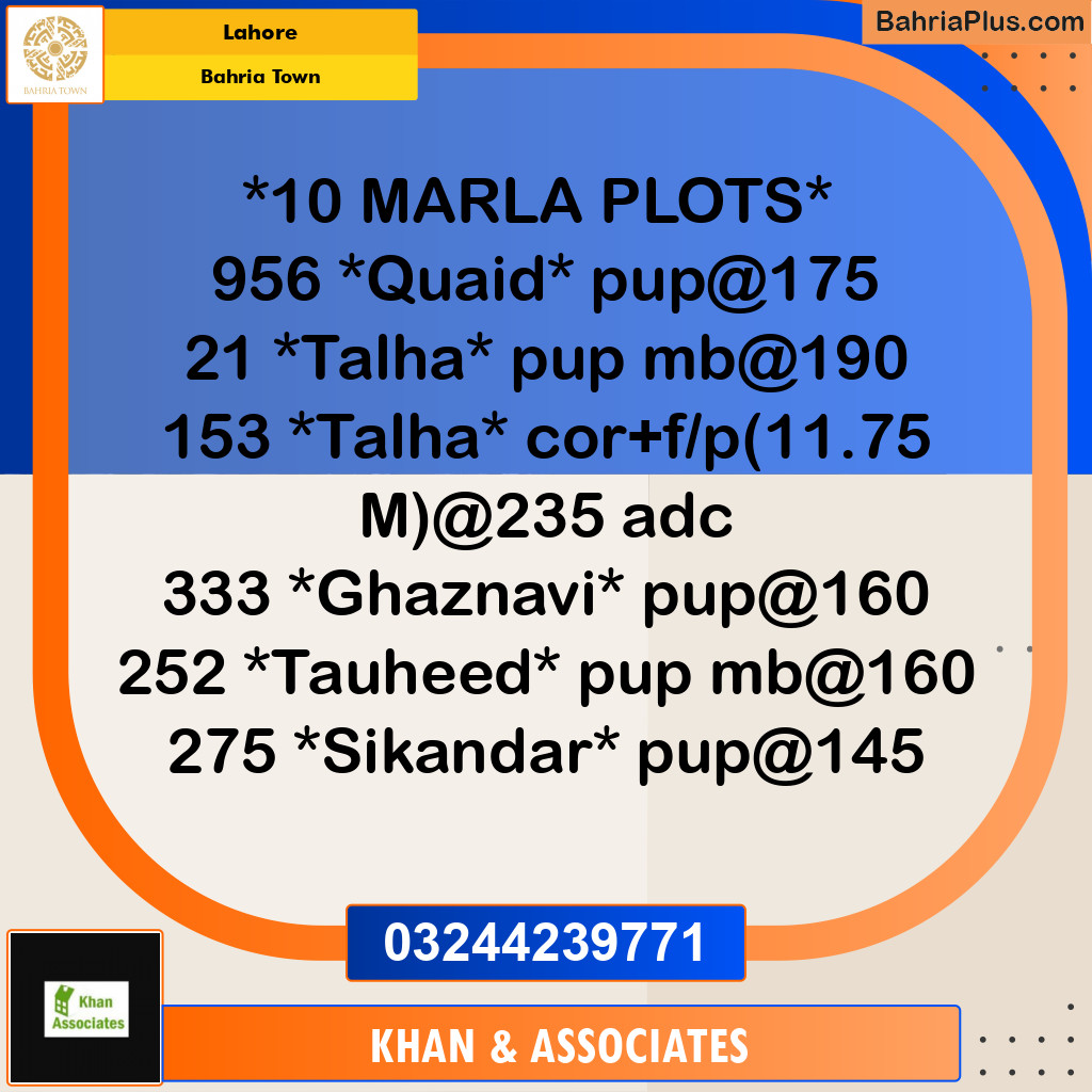 Residential Plot for Sale in Bahria Town, Lahore - (BP-245675)