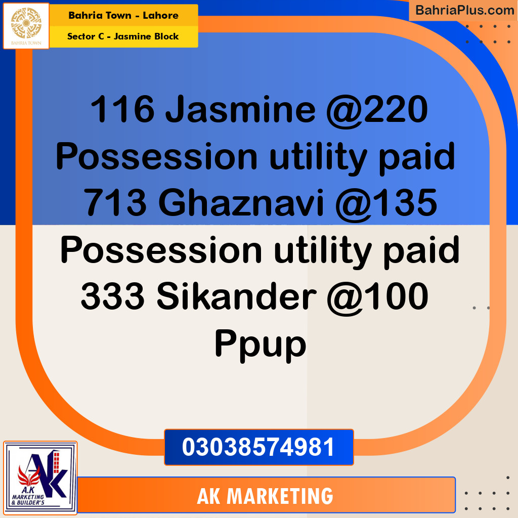 10 Marla Residential Plot for Sale in Sector C - Jasmine Block -  Bahria Town, Lahore - (BP-245694)