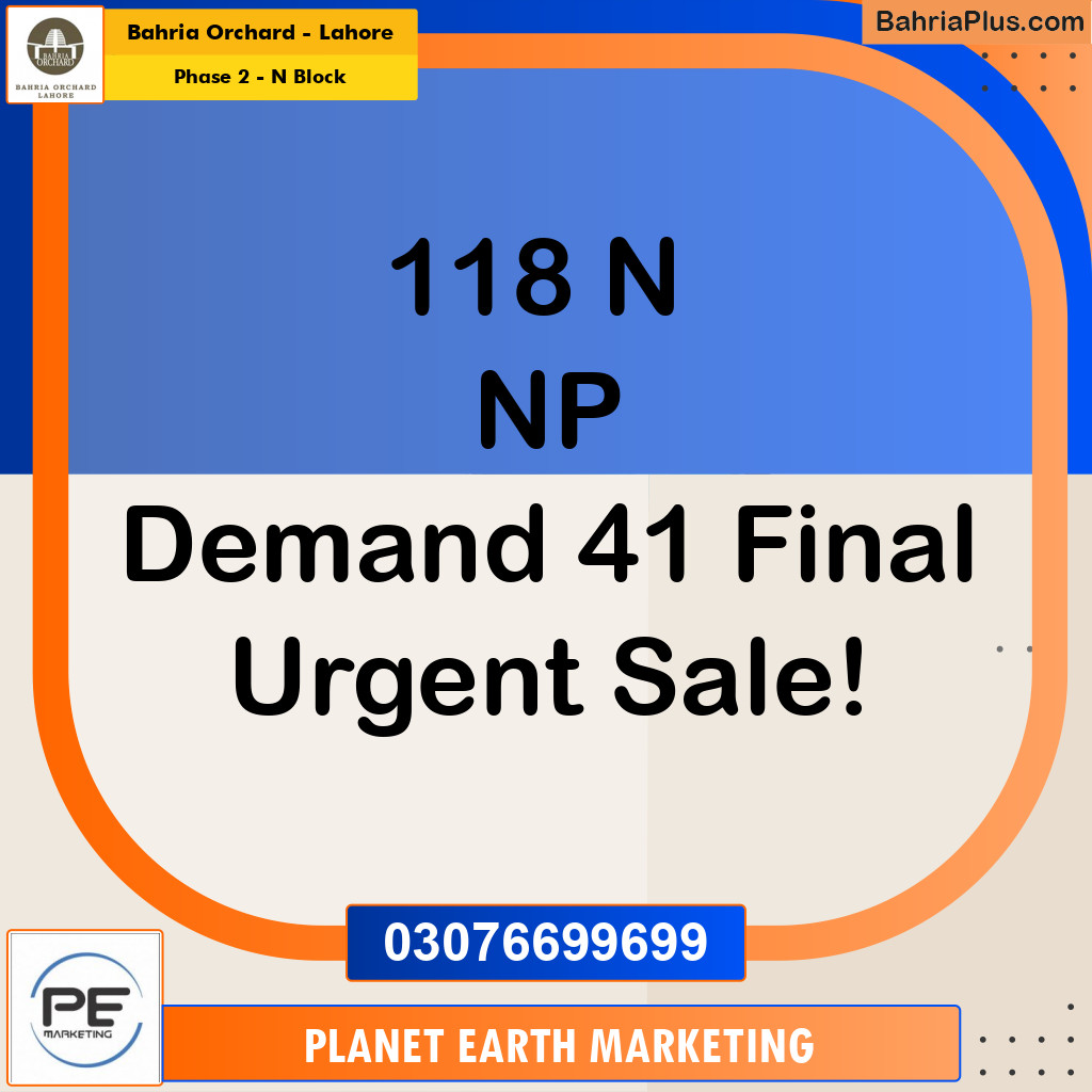 5 Marla Residential Plot for Sale in Phase 2 - N Block -  Bahria Orchard, Lahore - (BP-245698)