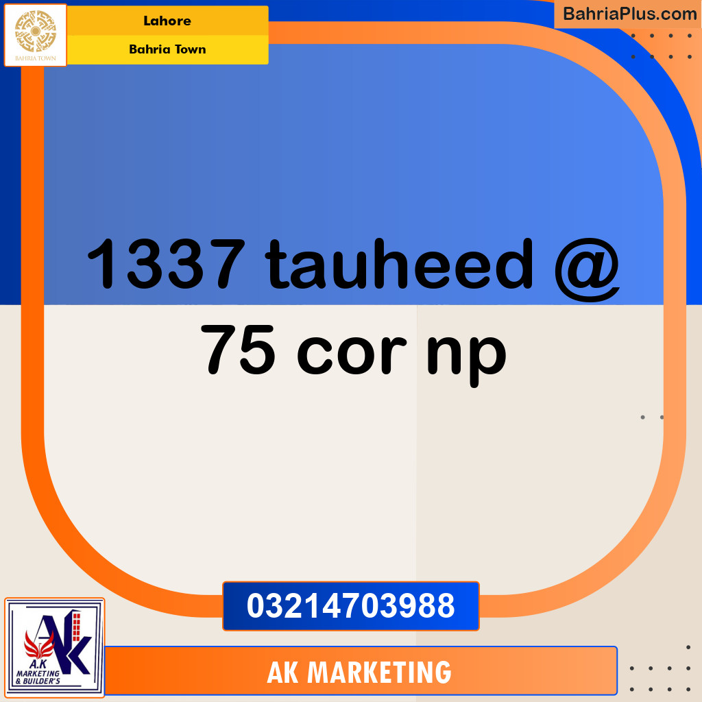 Residential Plot for Sale in Bahria Town, Lahore - (BP-245857)