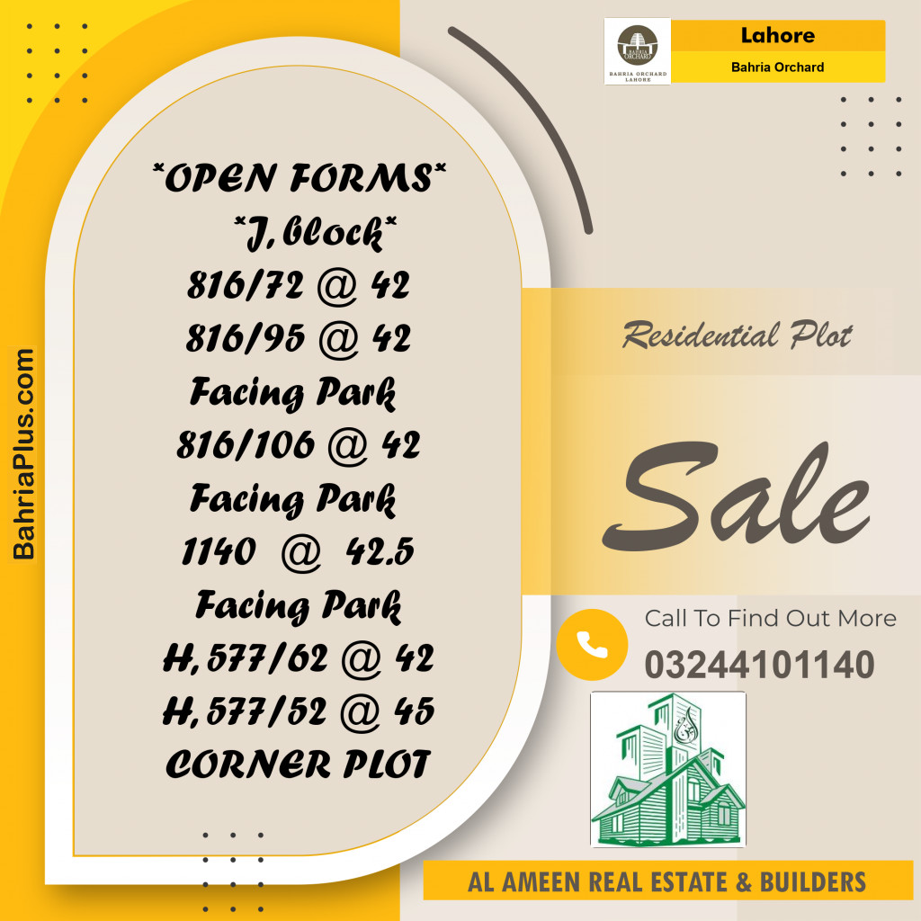 Residential Plot for Sale in Bahria Orchard, Lahore - (BP-245885)