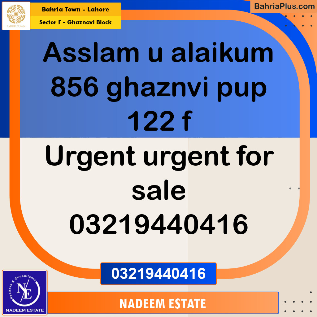 Residential Plot for Sale in Sector F - Ghaznavi Block - Bahria Town, Lahore - (BP-245952)