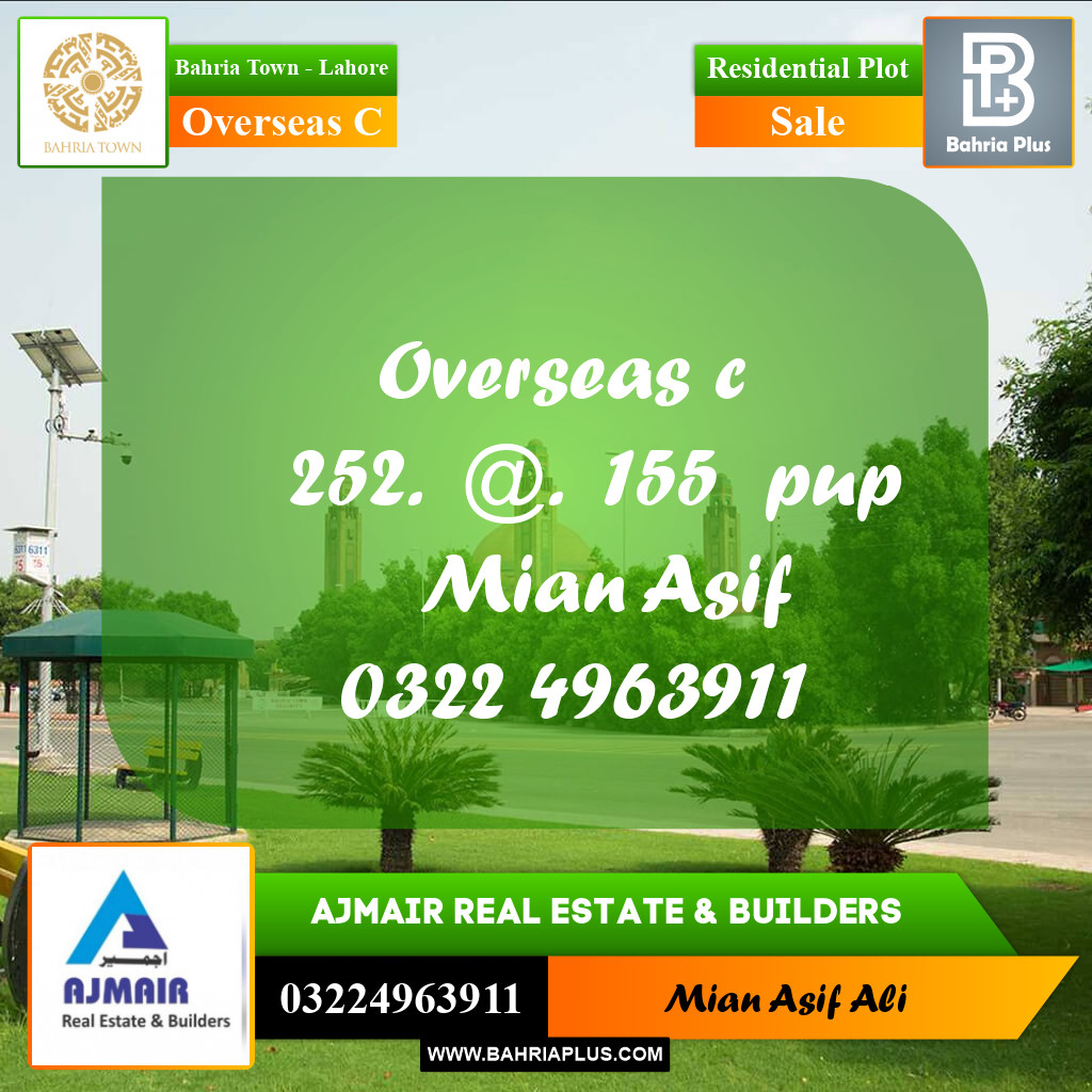 Residential Plot for Sale in Overseas C -  Bahria Town, Lahore - (BP-246026)