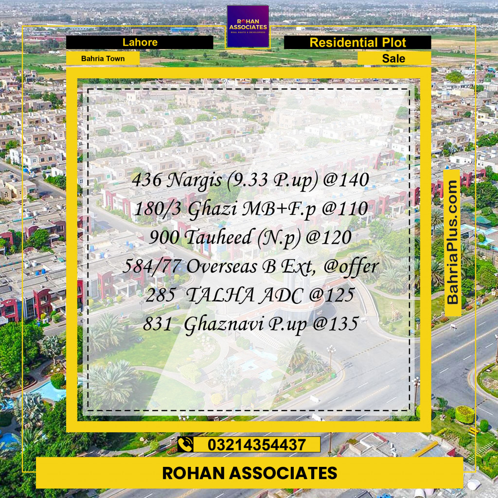 10 Marla Residential Plot for Sale in Bahria Town, Lahore - (BP-246059)