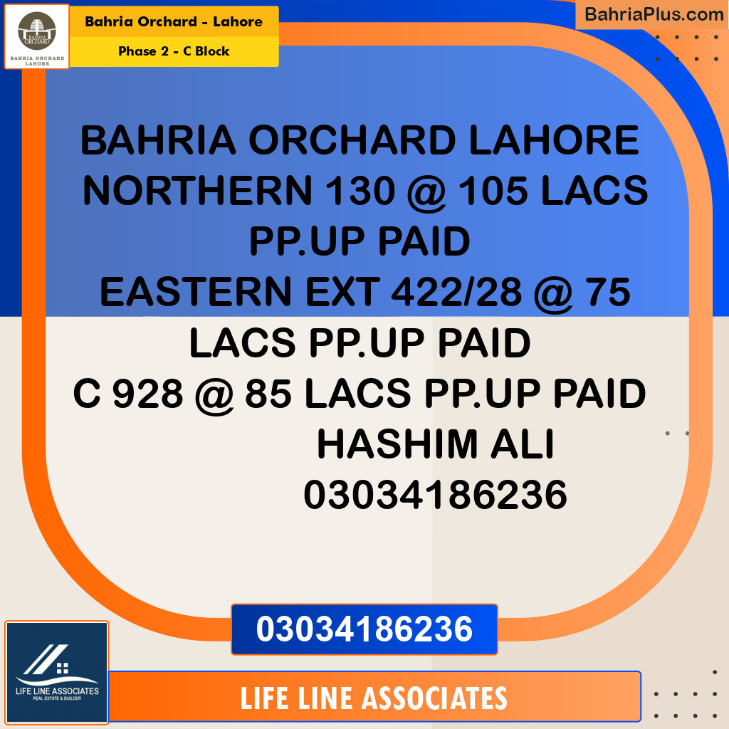 8 Marla Residential Plot for Sale in Phase 2 - C Block -  Bahria Orchard, Lahore - (BP-246100)