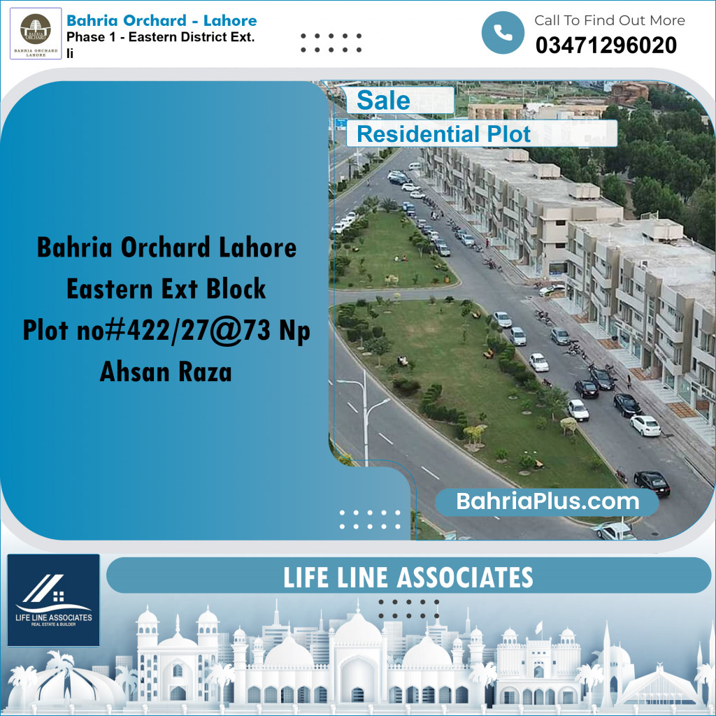 8 Marla Residential Plot for Sale in Phase 1 - Eastern District Ext. II -  Bahria Orchard, Lahore - (BP-246130)
