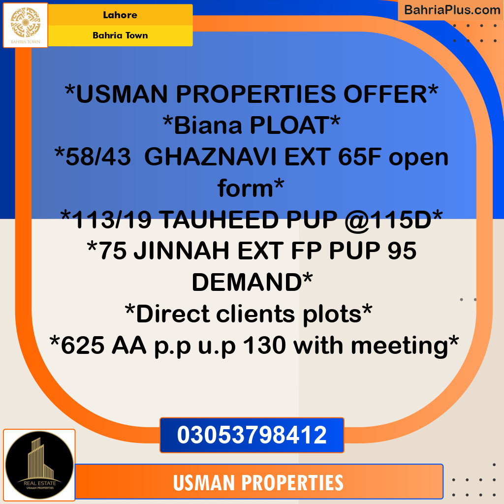Residential Plot for Sale in Bahria Town, Lahore - (BP-246140)