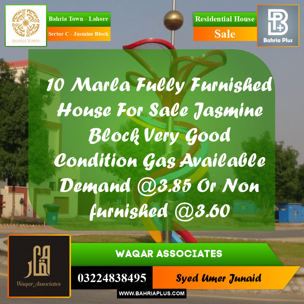 Residential House for Sale in Sector C - Jasmine Block -  Bahria Town, Lahore - (BP-246149)