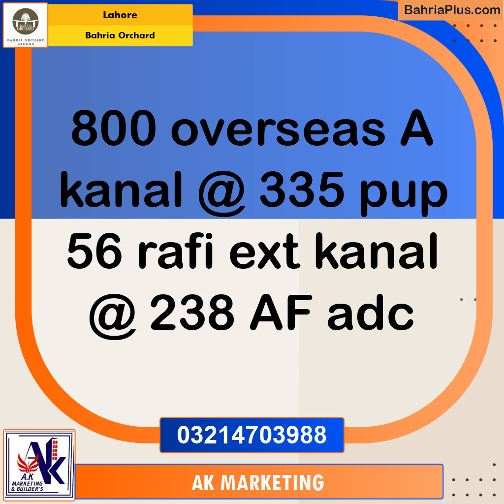 Residential Plot for Sale in Bahria Orchard, Lahore - (BP-246223)