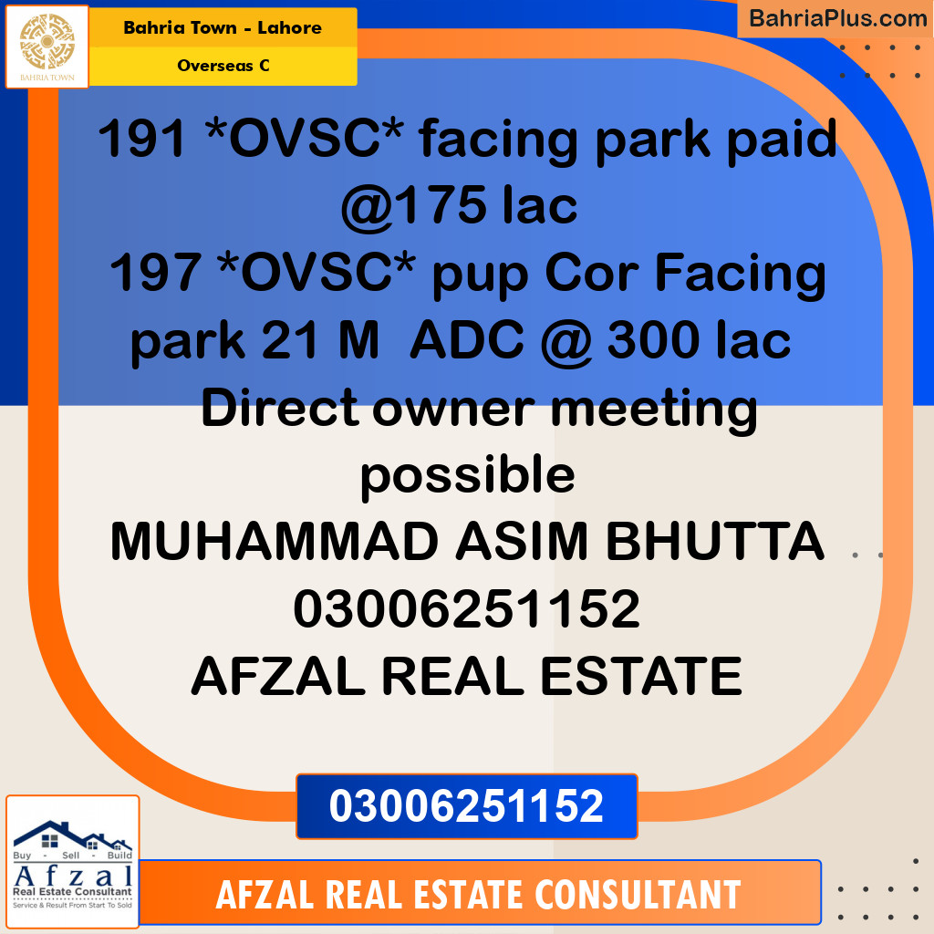 10 Marla Residential Plot for Sale in Overseas C -  Bahria Town, Lahore - (BP-246238)