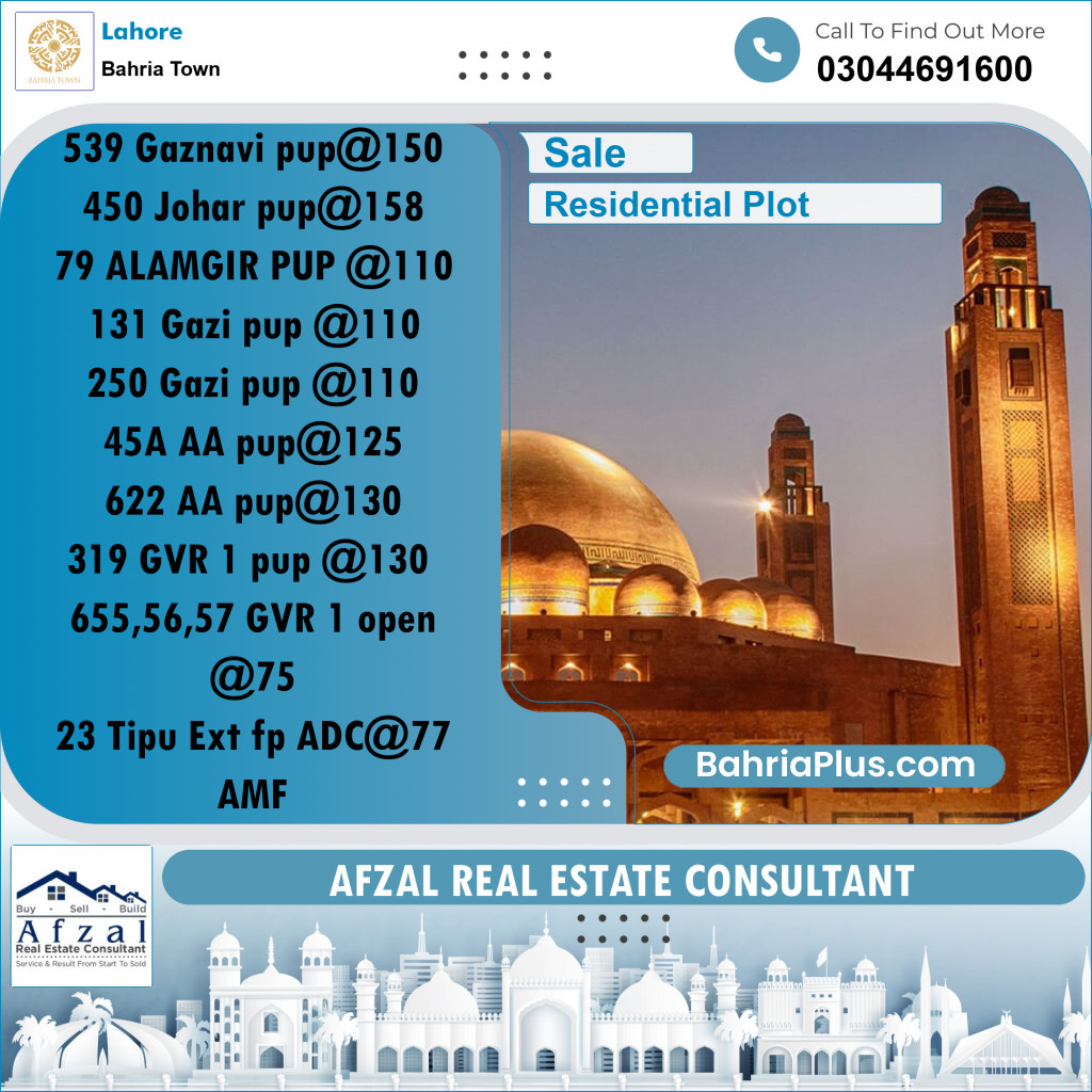 Residential Plot for Sale in Bahria Town, Lahore - (BP-246239)