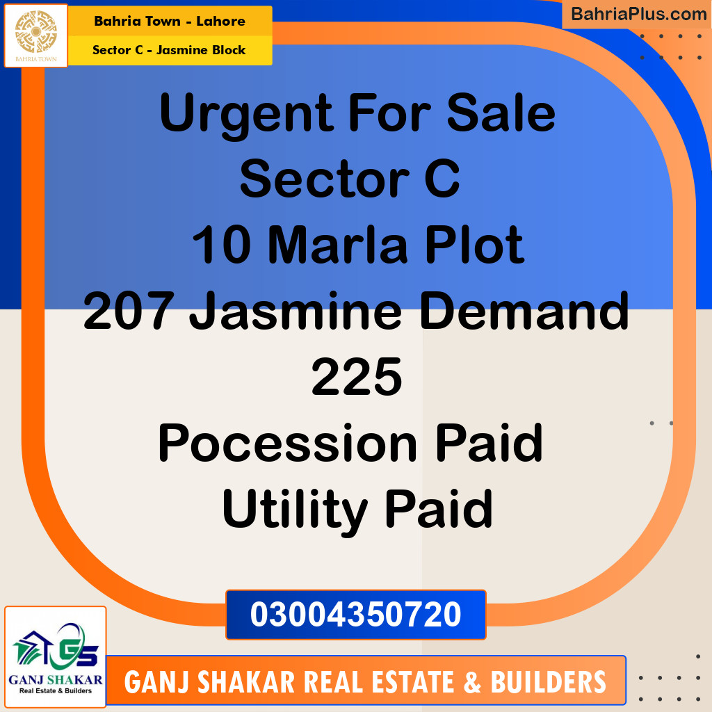 10 Marla Residential Plot for Sale in Sector C - Jasmine Block -  Bahria Town, Lahore - (BP-246247)
