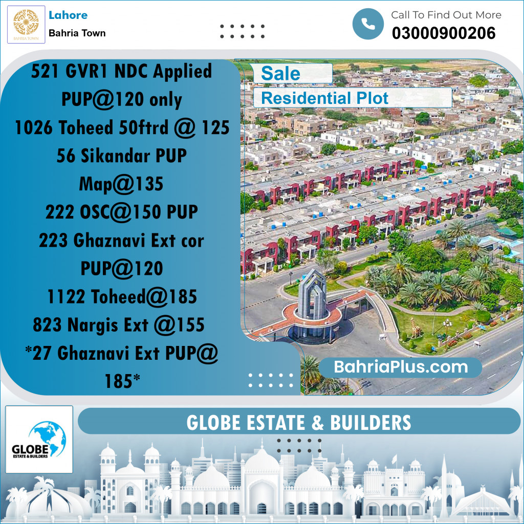 Residential Plot for Sale in Bahria Town, Lahore - (BP-246266)