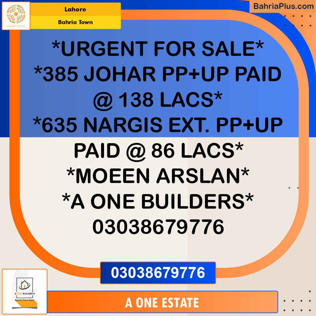 Residential Plot for Sale in Bahria Town, Lahore - (BP-246310)