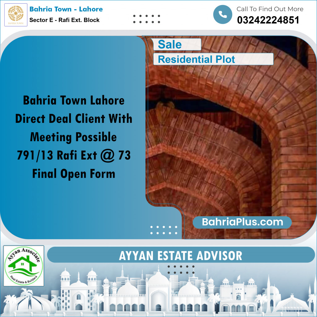 5 Marla Residential Plot for Sale in Sector E - Rafi Ext. Block -  Bahria Town, Lahore - (BP-246320)