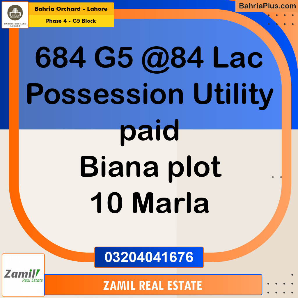 10 Marla Residential Plot for Sale in Phase 4 - G5 Block -  Bahria Orchard, Lahore - (BP-246326)