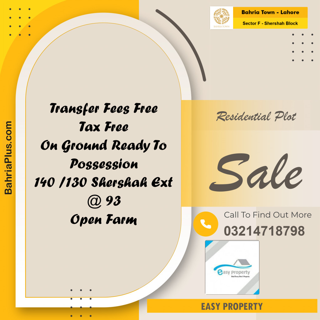 5 Marla Residential Plot for Sale in Sector F - Shershah Block - Bahria Town, Lahore - (BP-246371)