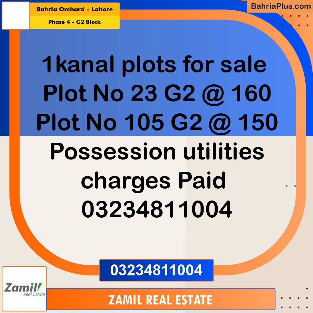 1 Kanal Residential Plot for Sale in Phase 4 - G2 Block -  Bahria Orchard, Lahore - (BP-246387)