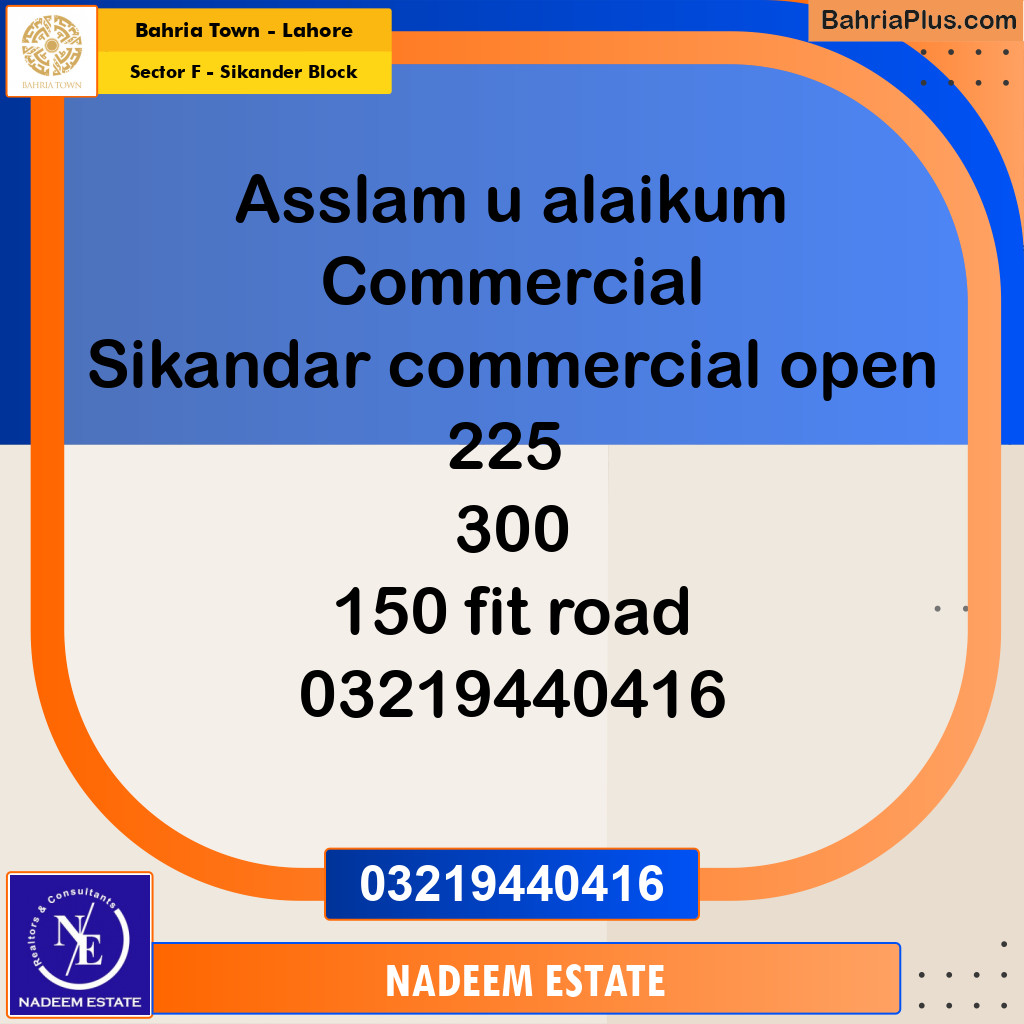 Residential Plot for Sale in Sector F - Sikander Block -  Bahria Town, Lahore - (BP-246393)