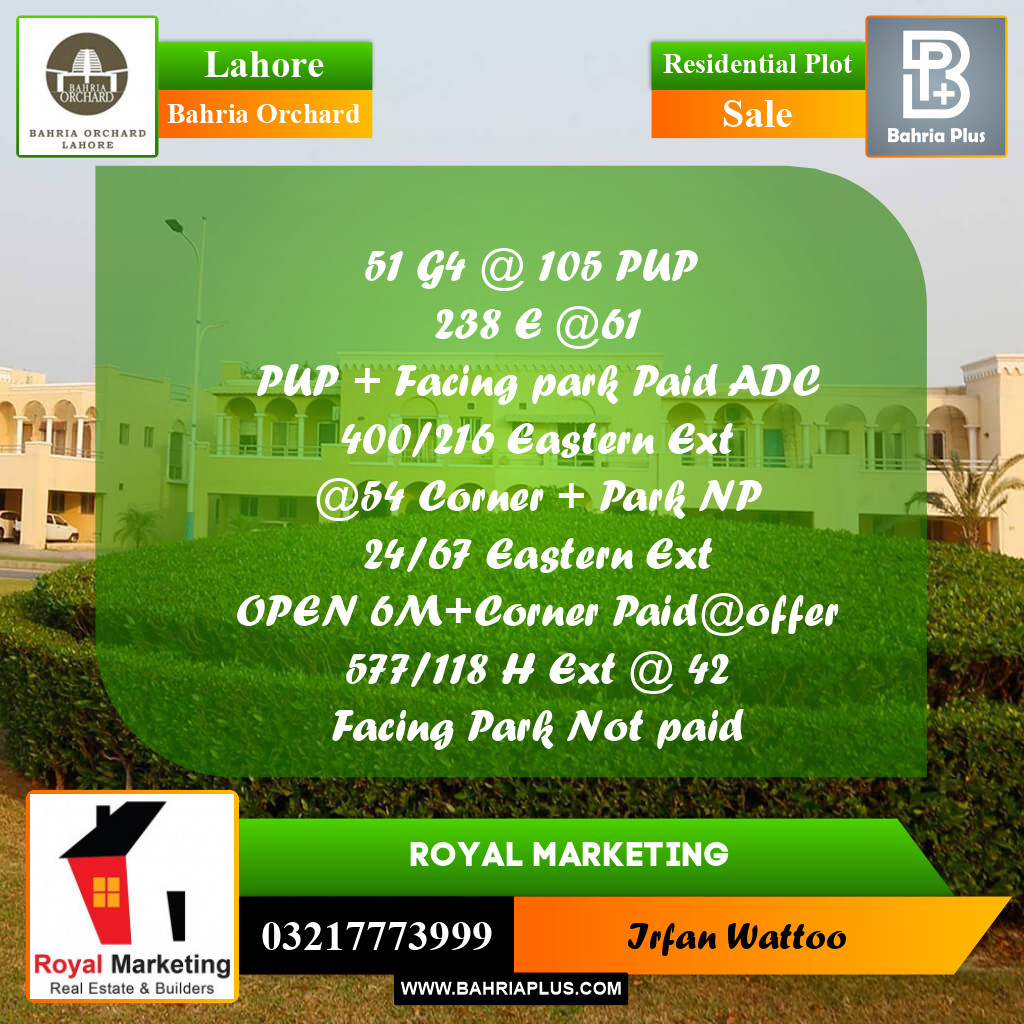 Residential Plot for Sale in Bahria Orchard, Lahore - (BP-246415)