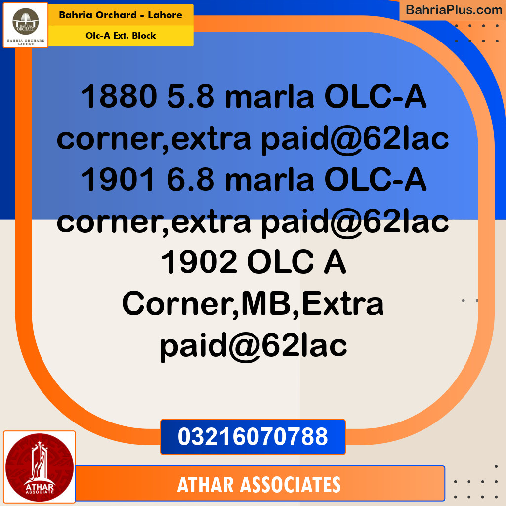 5 Marla Residential Plot for Sale in OLC-A Ext. Block -  Bahria Orchard, Lahore - (BP-246442)