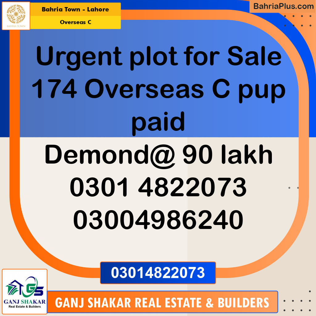 5 Marla Residential Plot for Sale in Overseas C - Bahria Town, Lahore - (BP-246450)